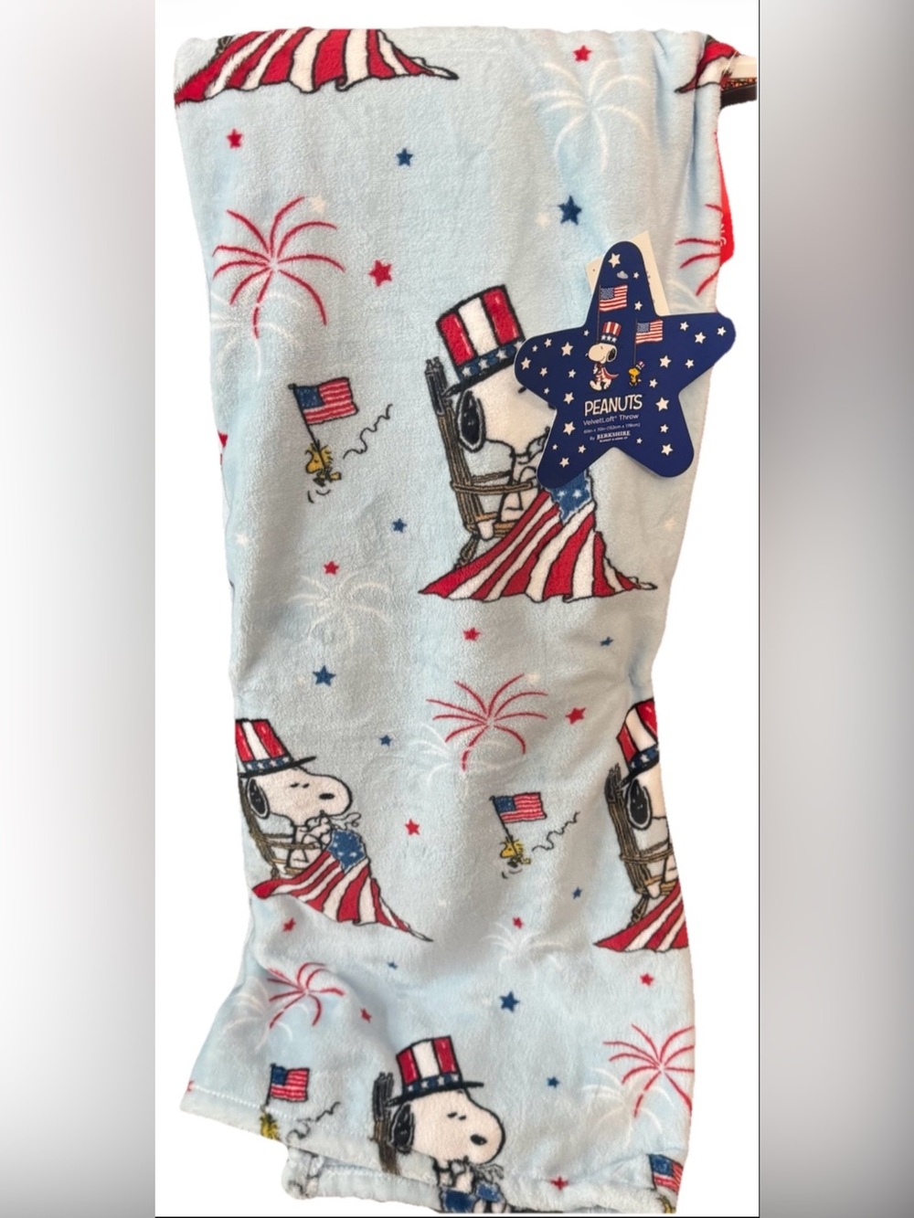 BERKSHIRE PEANUTS PATRIOTIC 4TH OF JULY THROW BLANKET  w/SNOOPY as BETSY ROSS